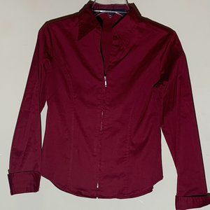 Classy Vintage y2k Maroon Zip Up Blouse